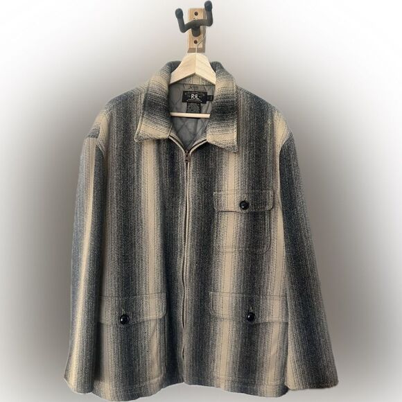 Ralph Lauren RRL (Double RL) Ombre Stripe Wool Blend 1940’s Workwear Jacket - Picture 5 of 16